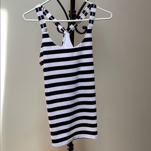 Athleta black and white striped tank